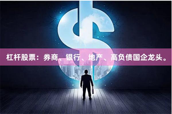 杠杆股票：券商、银行、地产、高负债国企龙头。